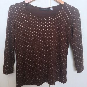 Brown light sweater blouse with golden dots